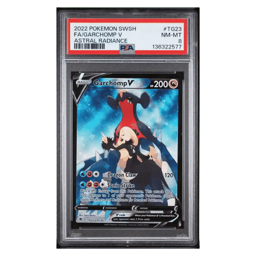 Garchomp V PSA 8 2022 Pokemon Sword & Shield Astral Radiance Full Art Card #TG23 - Front