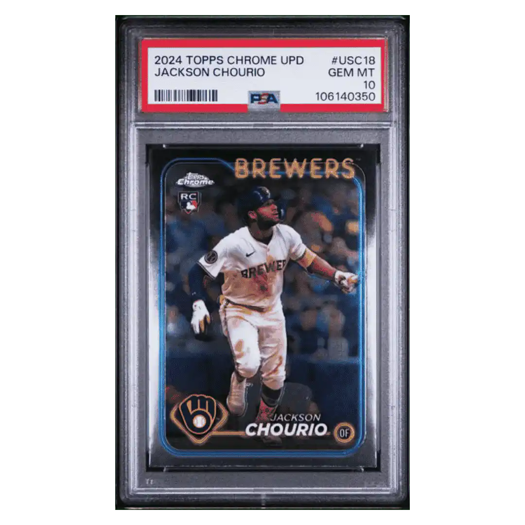 Jackson Chourio PSA 10 2024 Topps Chrome Update Rookie RC Card #USC10 - Front