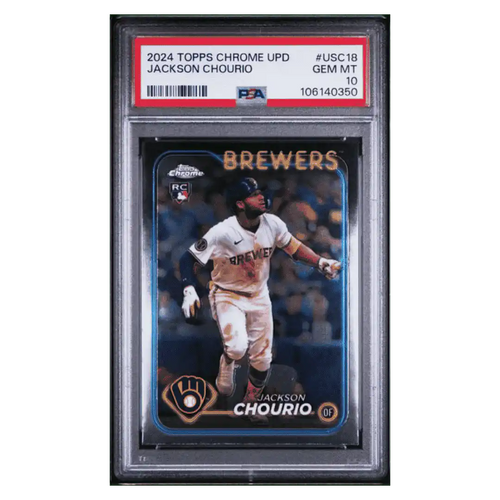Jackson Chourio PSA 10 2024 Topps Chrome Update Rookie RC Card #USC10 - Front