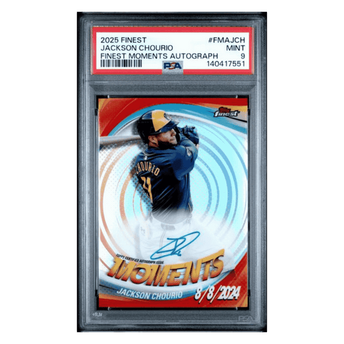 Jackson Chourio PSA 9 2025 Topps Finest Moments Autograph Card #FMAJCH - Front