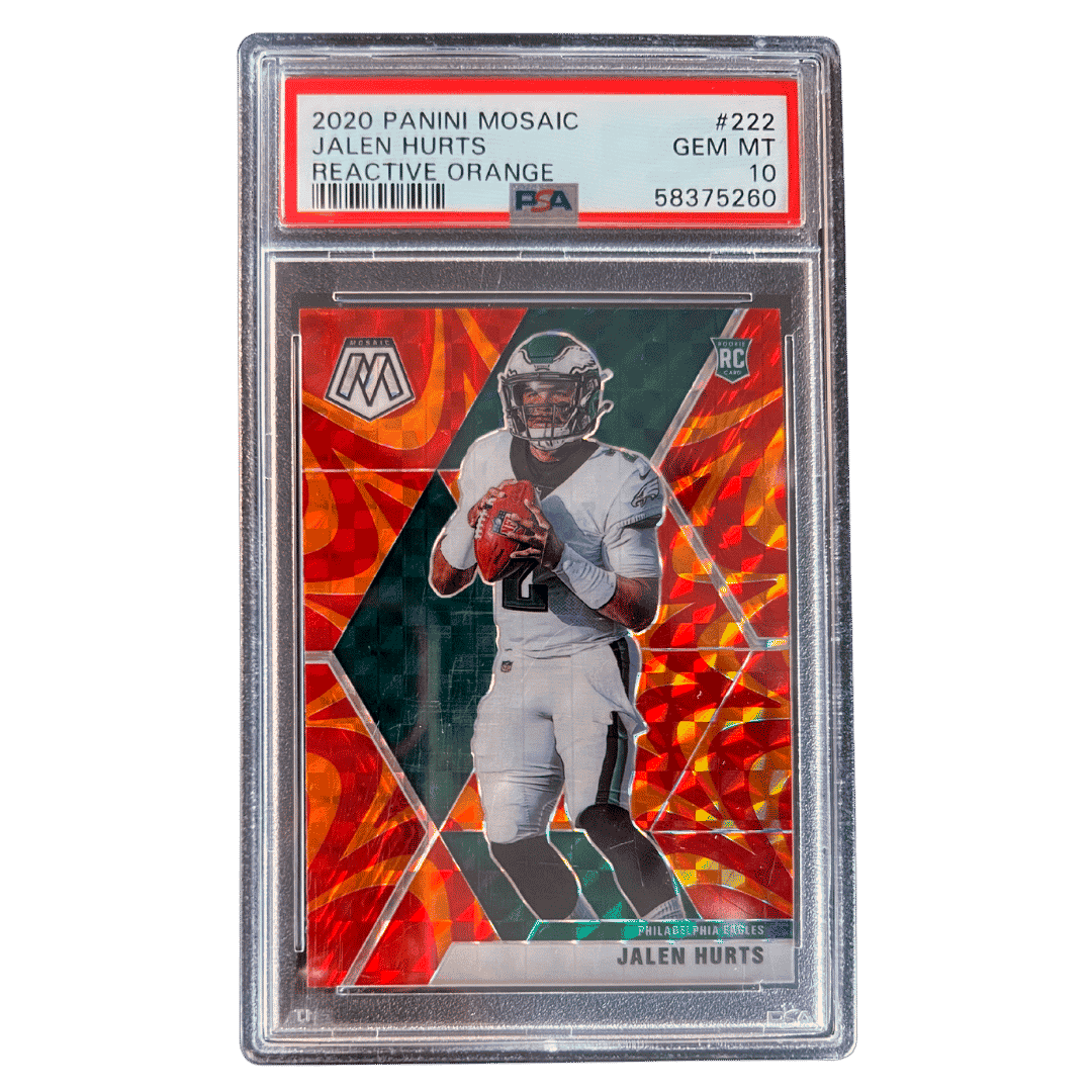 Jalen Hurts PSA 10 2020 Panini Mosaic Reactive Orange Rookie RC Card #222 - Front