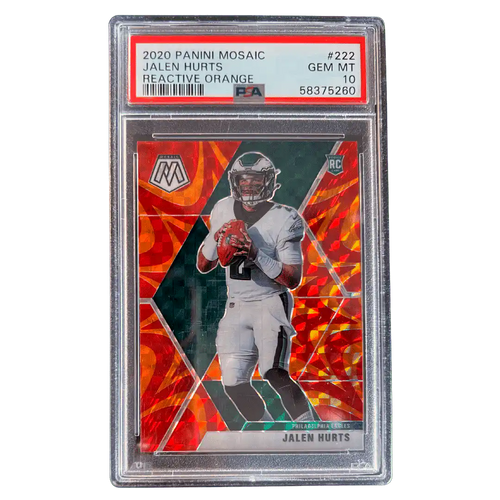 Jalen Hurts PSA 10 2020 Panini Mosaic Reactive Orange Rookie RC Card #222 - Front
