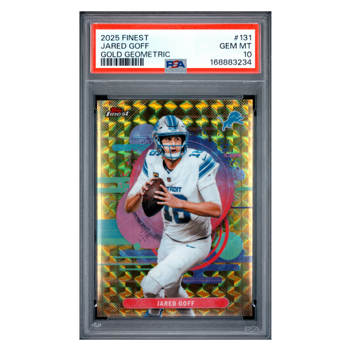 Jared Goff PSA 10 2025 Topps Finest Gold Geometric #1/ 25 Card #131 - Front
