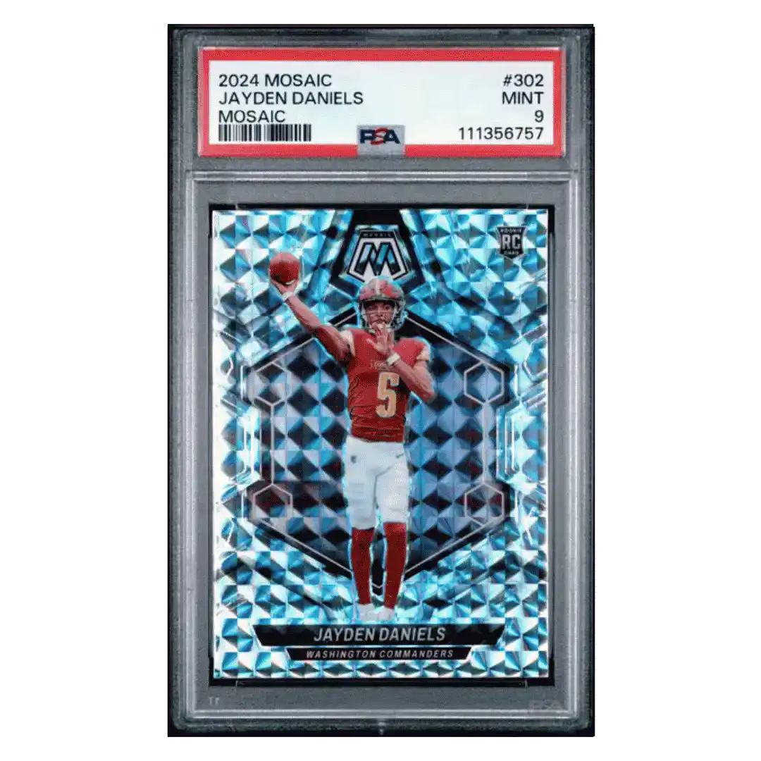 Jayden Daniels PSA 9 2024 Panini Mosaic Rookie RC Card #302 - Front