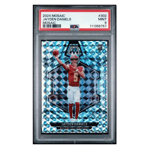 Jayden Daniels PSA 9 2024 Panini Mosaic Rookie RC Card #302 - Front