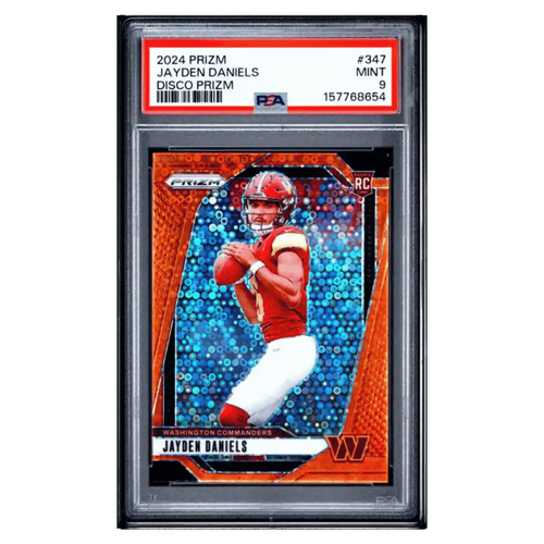 Jayden Daniels PSA 9 2024 Panini Prizm Disco Prizm Rookie RC Card #347 - Front
