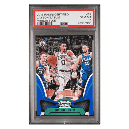 Jayson Tatum PSA 10 2018 Panini Certified Mirror Blue /199 Card #22 - Front
