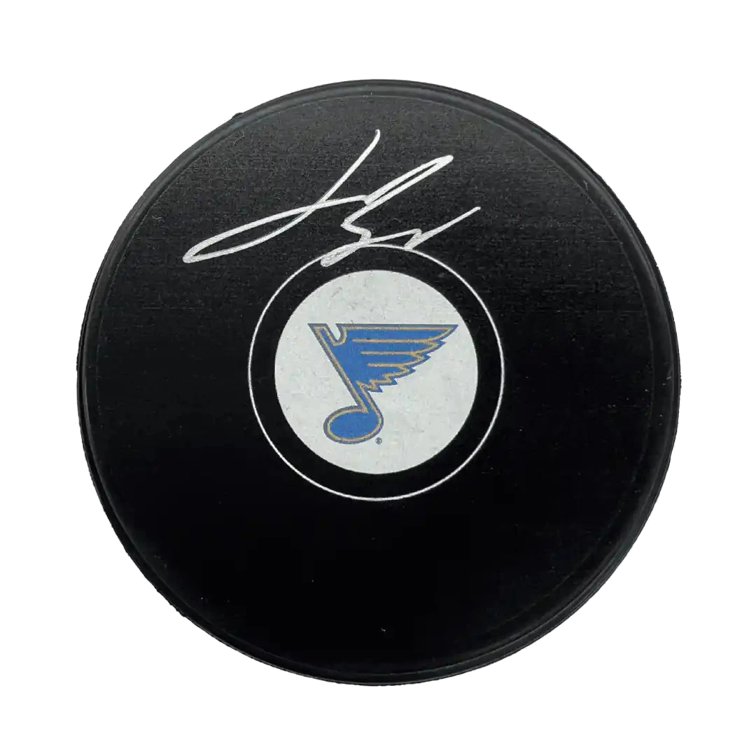 Jimmy Snuggerud St. Louis Blues Autographed Logo Puck, Fanatics COA