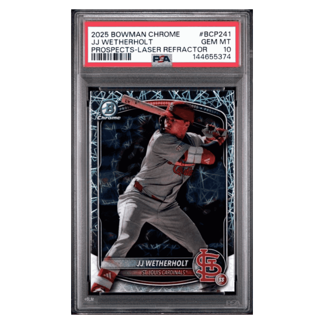 JJ Wetherholt PSA 10 2025 Bowman Chrome Prospects - Laser Refractor Card #BCP241 - Front