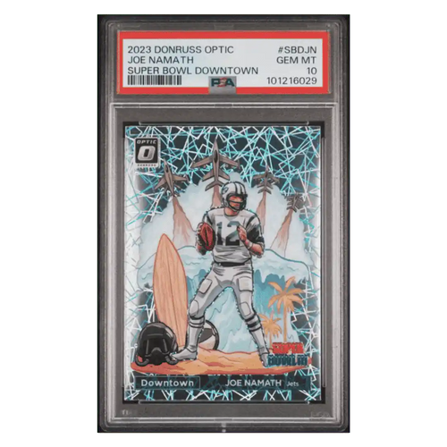 Joe Namath PSA 10 2023 Donruss Optic Super Bowl Downtown Card #SBDJN - Front
