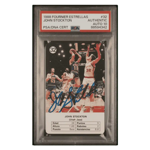 John Stockton 1988 Fournier Estrellas Autographed Card #32 - Front