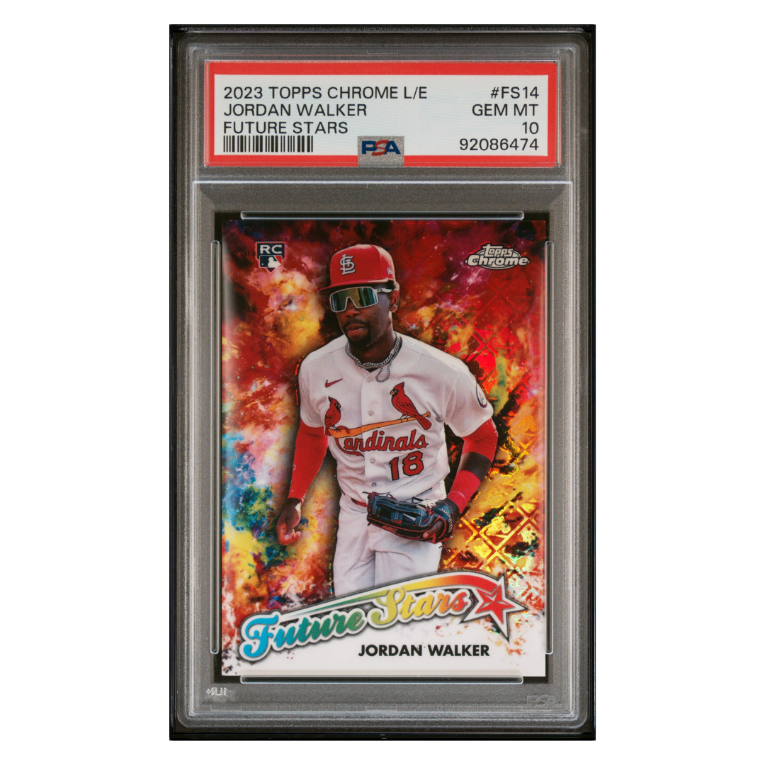 Jordan Walker PSA 10 2023 Topps Chrome Logofractor Edition Future Stars Rookie RC Card #FS14 - Front