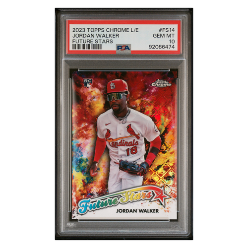 Jordan Walker PSA 10 2023 Topps Chrome Logofractor Edition Future Stars Rookie RC Card #FS14 - Front