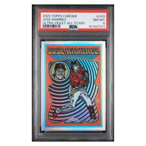 Jose Ramirez PSA 8 2025 Topps Chrome Ultra Violet All Stars Card #UV9 - Front