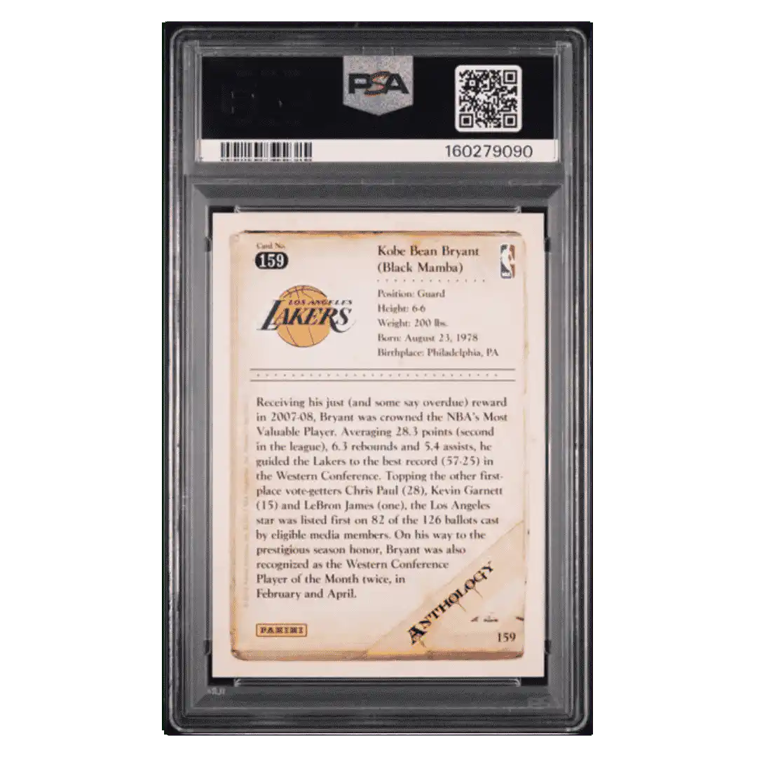 Kobe Bryant PSA 8 2012 Panini Kobe Anthology Card #159 - Back