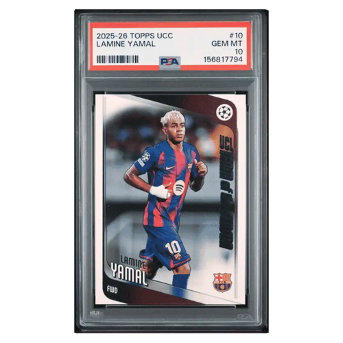 Lamine Yamal PSA 10 2025-26 Topps UEFA Club Competitions Card #10 - Front