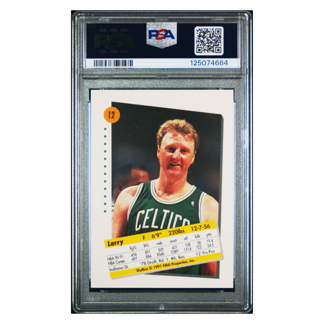 Larry Bird PSA 10 1991 Skybox Card #12 - Back