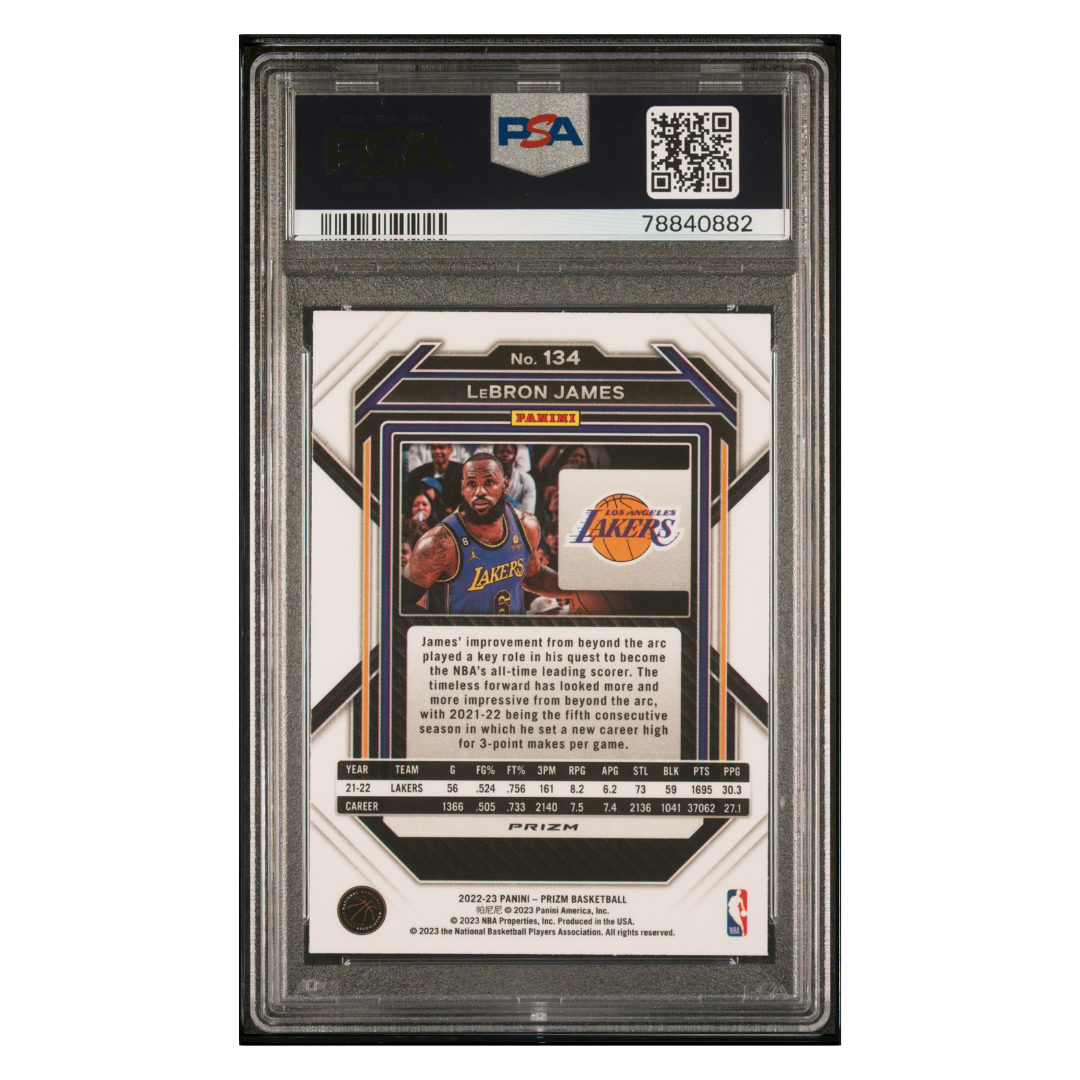 LeBron James PSA 10 2022 Panini Prizm Ruby Wave Card #134 - Back