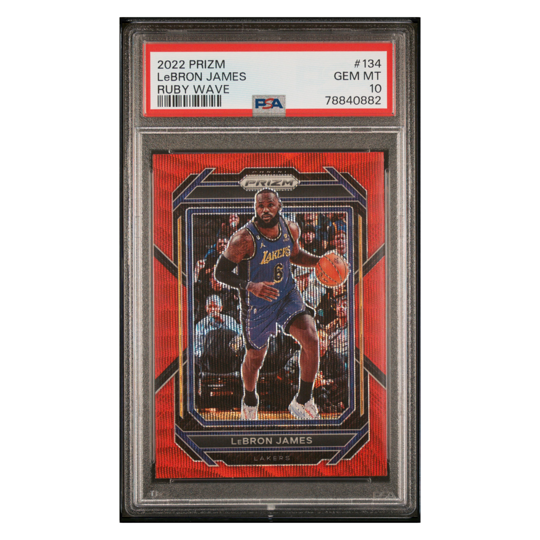 LeBron James PSA 10 2022 Panini Prizm Ruby Wave Card #134 - Front