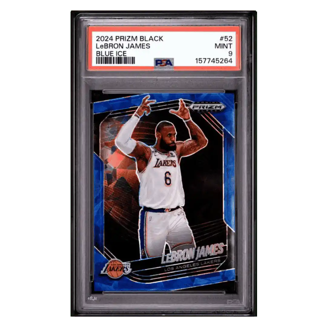 LeBron James PSA 9 2024 Panini Prizm Black Blue Ice /125 Card #52 - Front