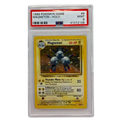 Magneton - Holo PSA 9 1999 Pokemon Game Card #9 - Front