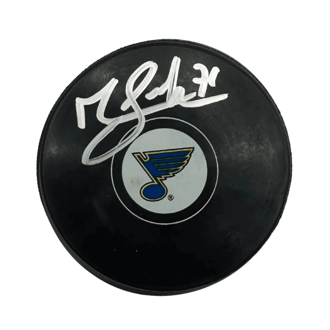 Mathieu Joseph St. Louis Blues Autographed Logo Puck, Fan Cave COA