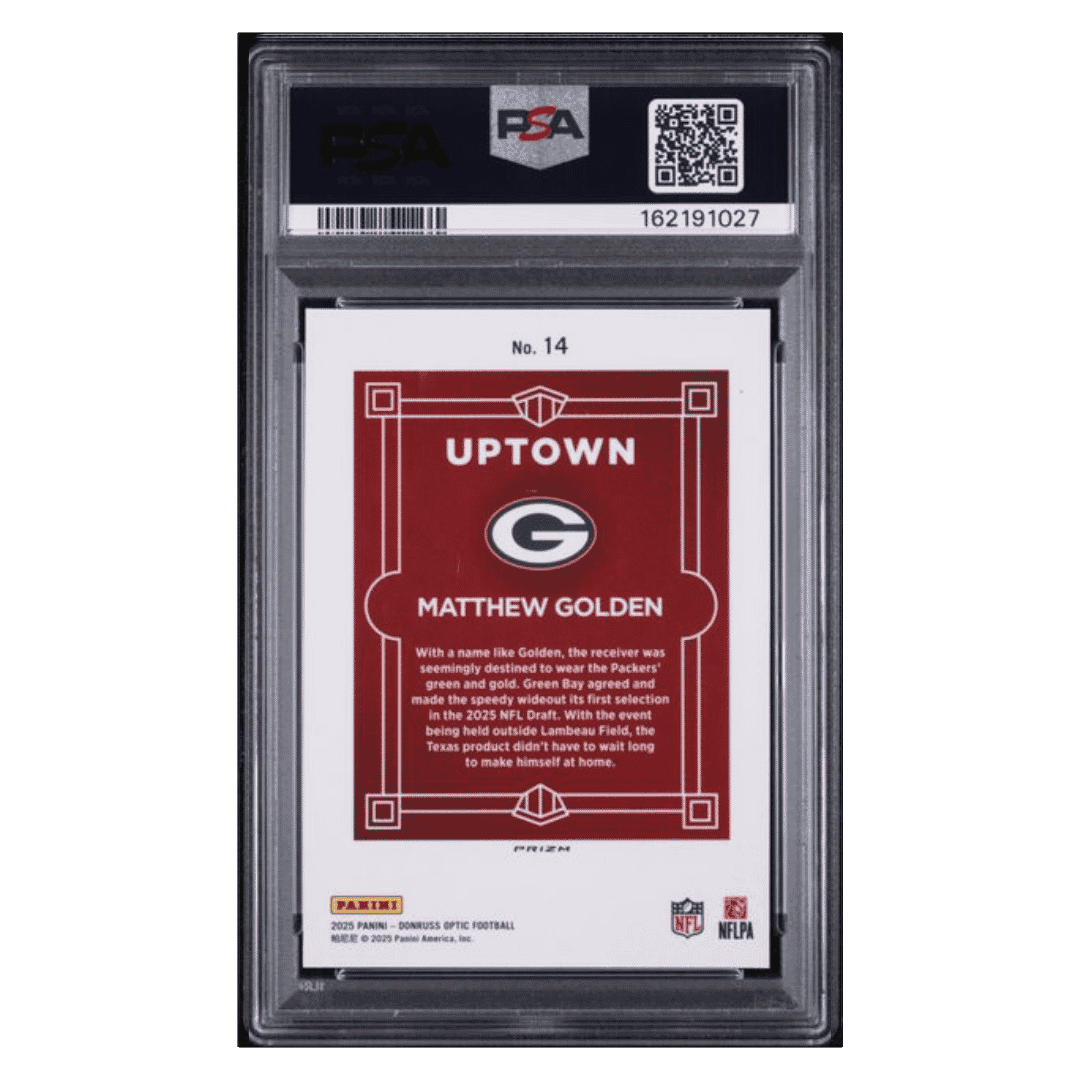Matthew Golden PSA 9 2025 Panini Donruss Optic Uptown Rookie RC Card #14 - Back