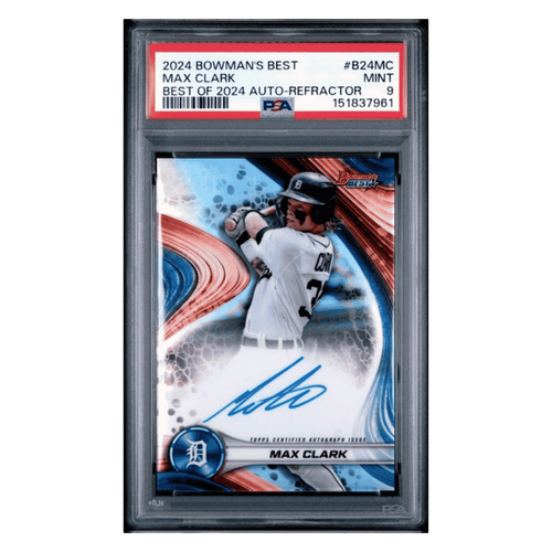 Max Clark PSA 9 2024 Bowman's Best - Best of 2024 Autograph Refractor Card #B24MC - Front