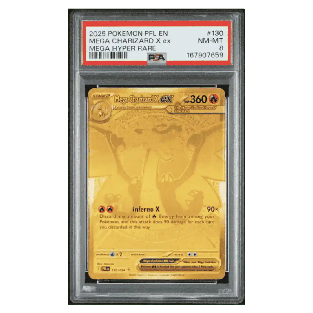 Mega Charizard X ex PSA 8 2025 Pokemon Phantasmal Flames Mega Hyper Rare Card #130 - Front
