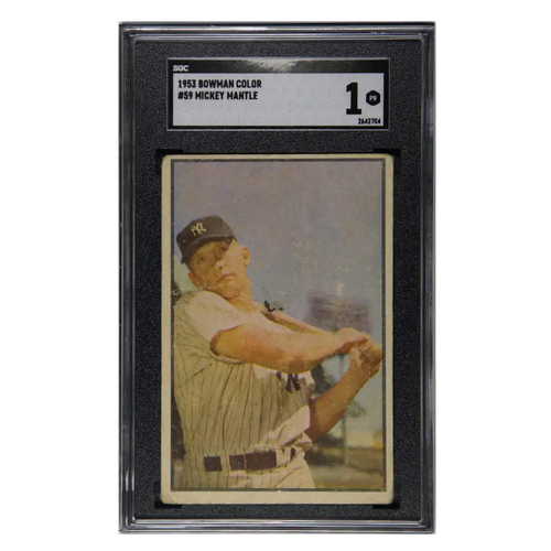 Mickey Mantle SGC 1 1953 Bowman Color Card #59 - Front