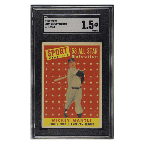 Mickey Mantle SGC 1.5 1958 Topps All-Star Card #487 - Front
