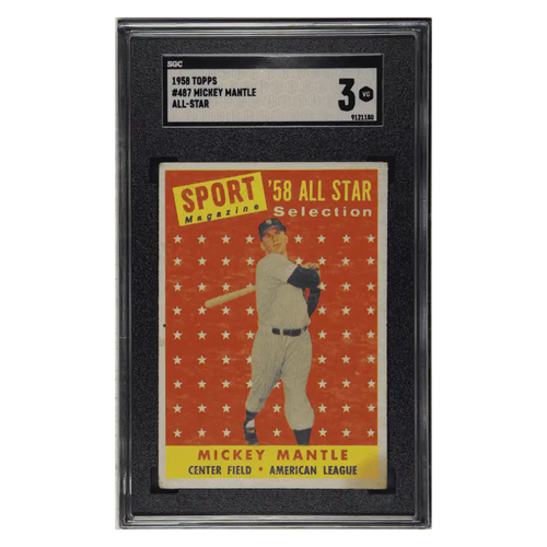 Mickey Mantle SGC 3 1958 Topps All-Star Card #487 - Front
