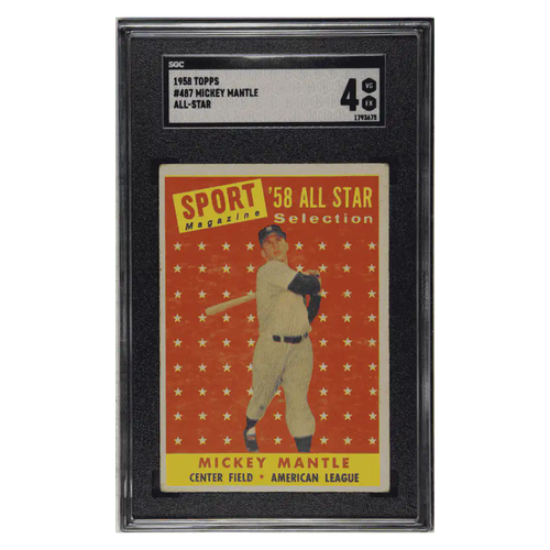 Mickey Mantle SGC 4 1958 Topps All-Star Card #487 - Front