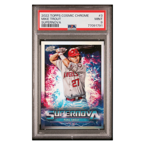 Mike Trout PSA 9 2022 Topps Cosmic Chrome Supernova Card #3 - Front