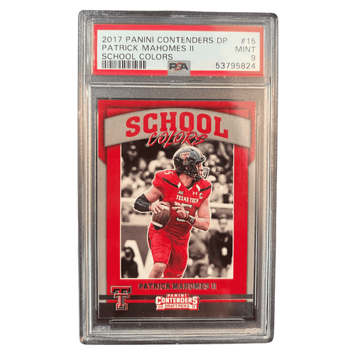 Patrick Mahomes PSA 9 2017 Panini Contenders Draft Picks School Colors Card #15 - Front