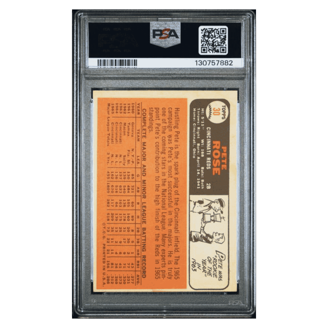 Pete Rose PSA 4 1966 Topps Card #30 - Back