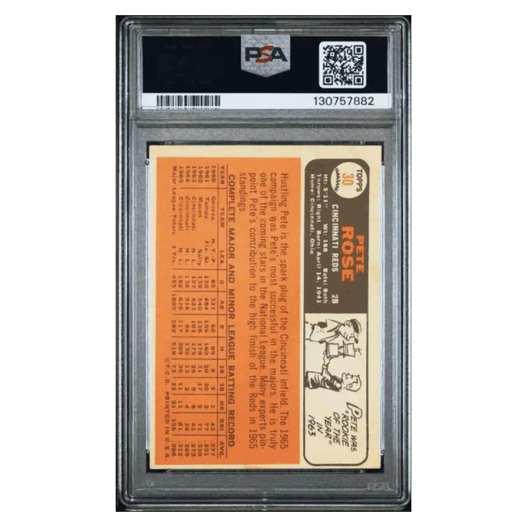 Pete Rose PSA 4 1966 Topps Card #30 - Back