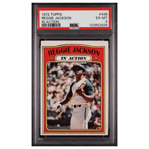 Reggie Jackson PSA 6 1972 Topps In Action Card #436 - Front