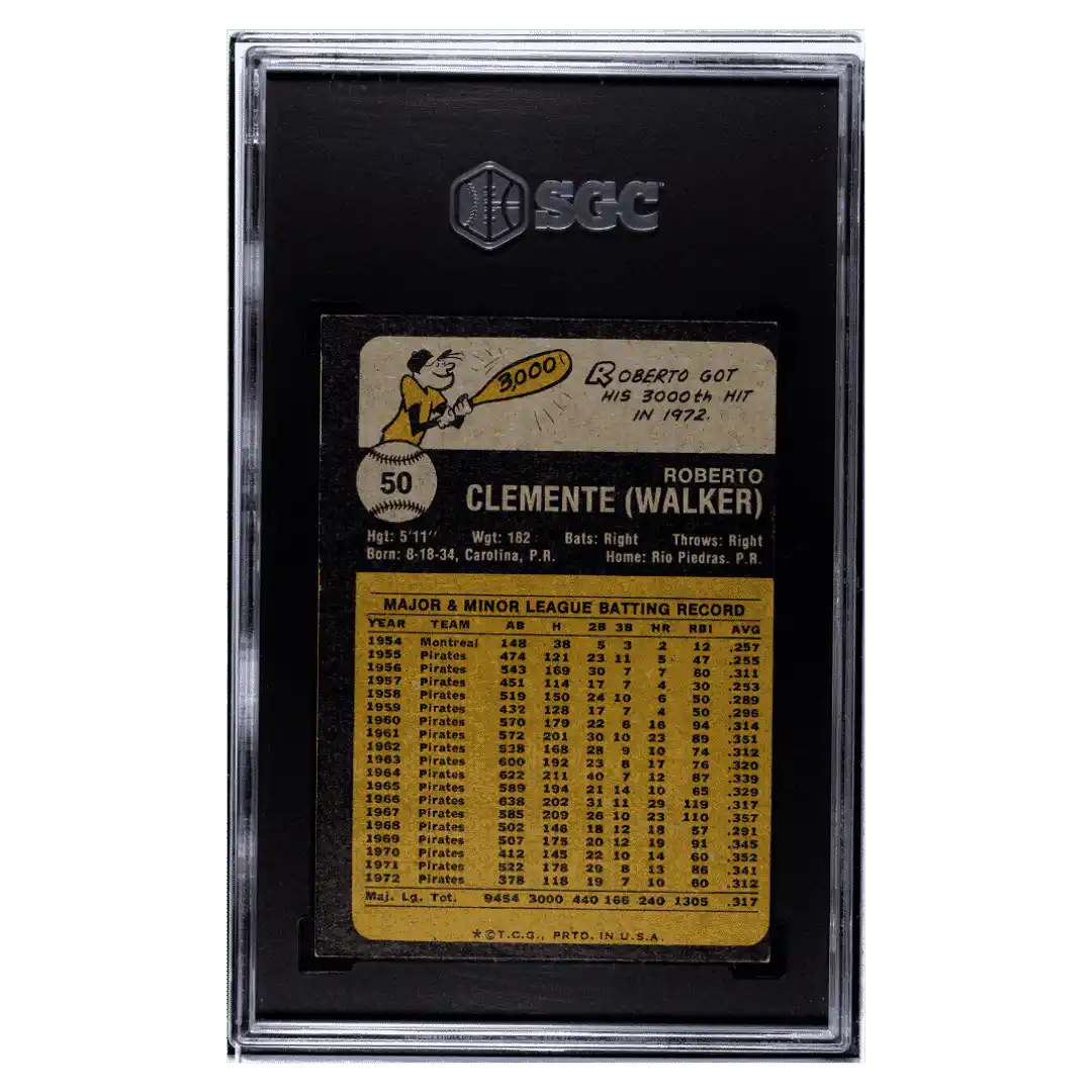 Roberto Clemente SGC 4.5 1973 Topps Card #50 - Back