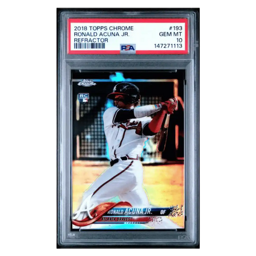 Ronald Acuna Jr PSA 10 2018 Topps Chrome Refractor Rookie RC Card #193 - Front