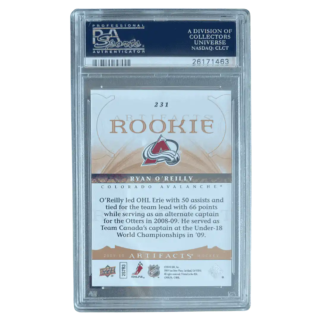 Ryan O'Reilly PSA 10 2009 Upper Deck Artifacts Rookie RC #d/ 699 Card #231 - Back