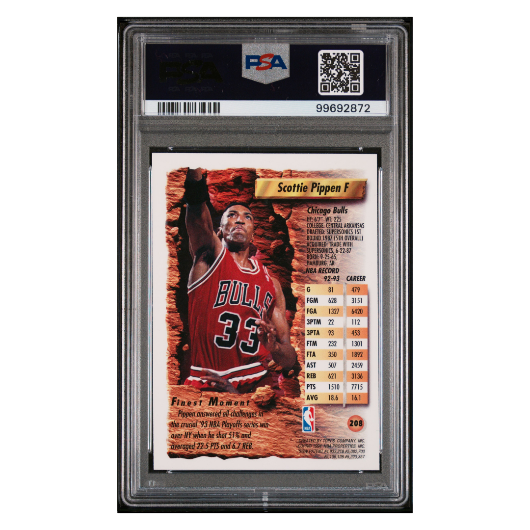 Scottie Pippen PSA 9 1993 Topps Finest Card #208 - Back
