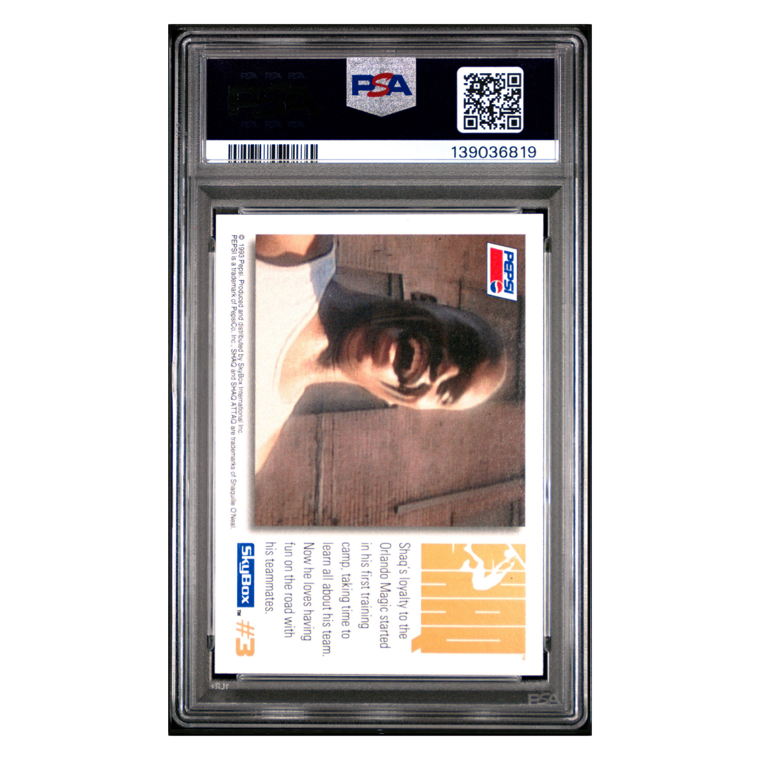 Reaching for Pepsi PSA 9 1993 Skybox Pepsi Shaq Attack Card #3 - Back