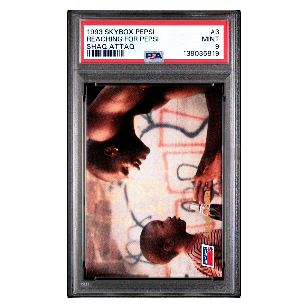 Reaching for Pepsi PSA 9 1993 Skybox Pepsi Shaq Attack Card #3 - Front