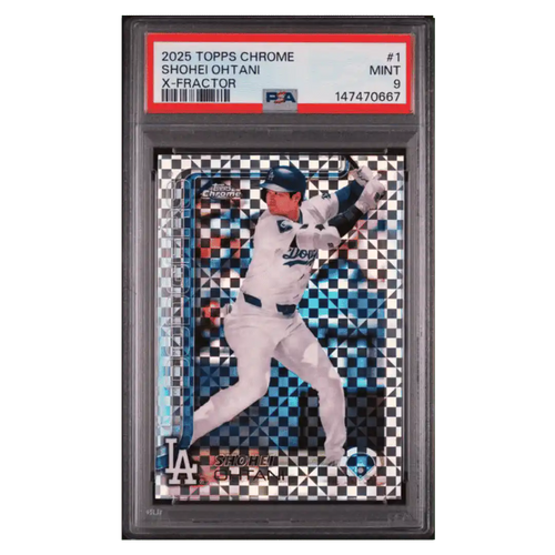 Shohei Ohtani PSA 9 2025 Topps Chrome X-Fractor Card #1 - Front