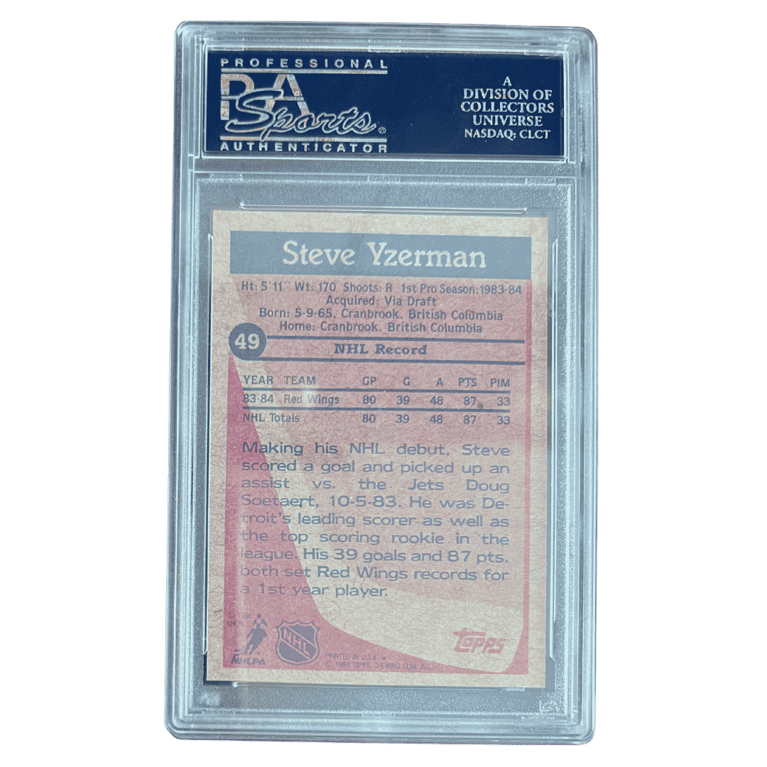 Steve Yzerman PSA 9 1984 Topps Card #49 - Back