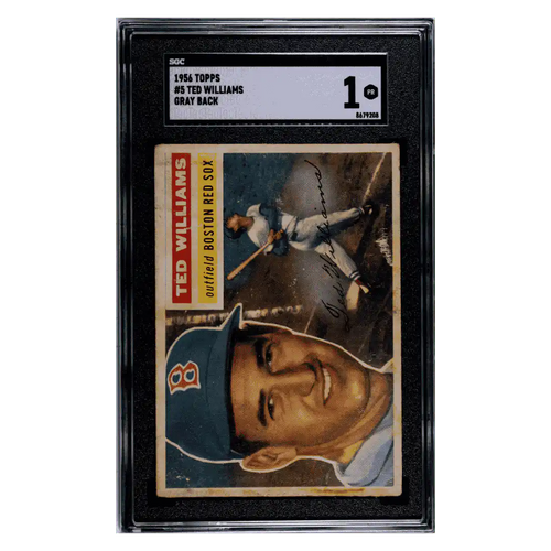 Ted Williams SGC 1 1956 Topps Gray Back Card #5 - Front