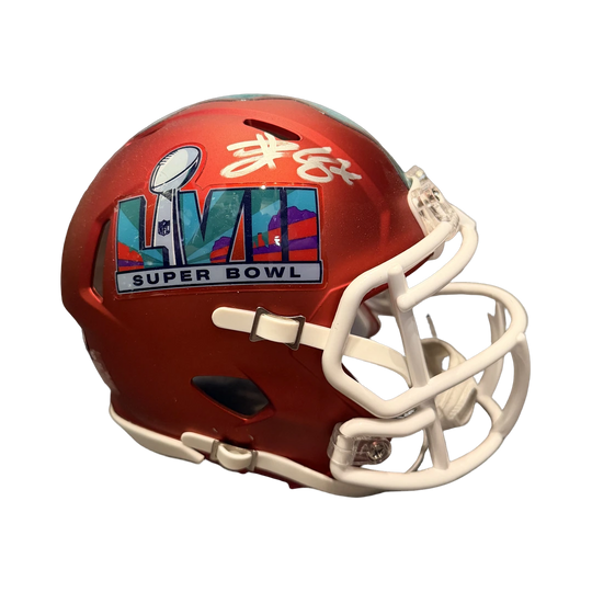 Travis Kelce signed Kansas City Chiefs Super Bowl LVII mini helmet - Grail Chase Mini Helmet, Fan Cave Signature Vault