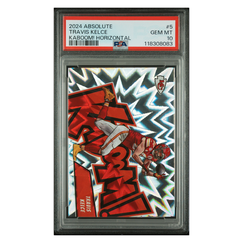 Travis Kelce PSA 10 2024 Panini Absolute Kaboom! Horizontal Card #5 - Front