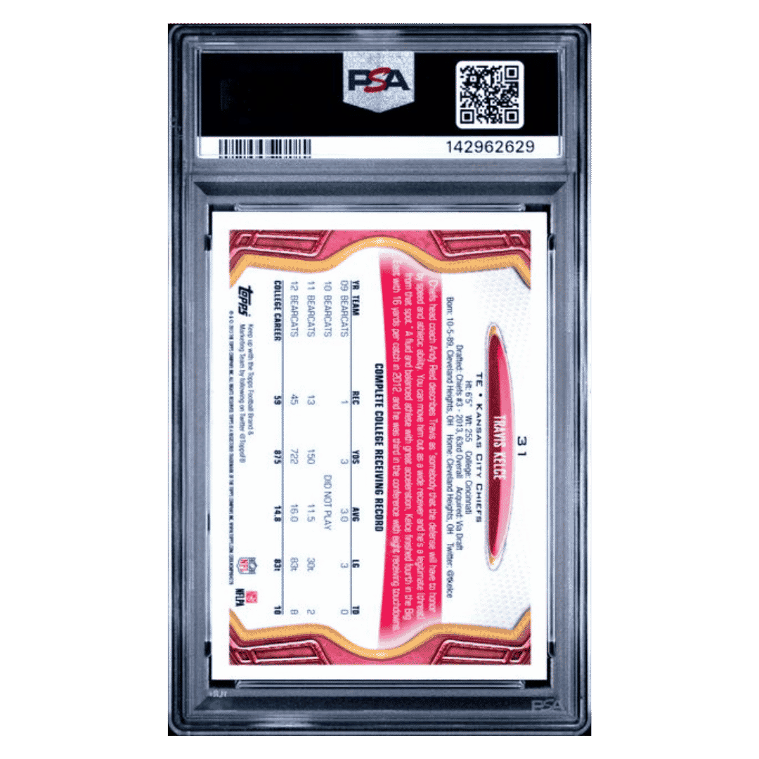 Travis Kelce PSA 9 2013 Topps Rookie RC Card #31 - Back